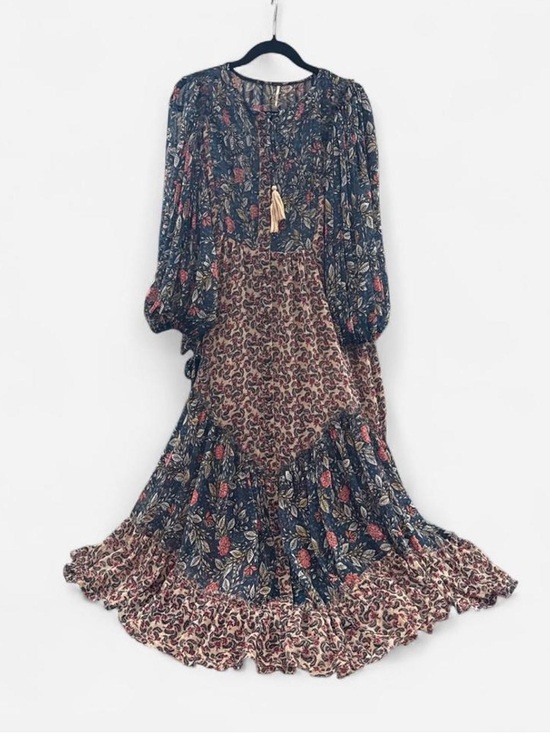 Free People Dresses & Skirts - Free People Estella chiffon Maxi Dress sz L boho prairie cottage ethereal flowy